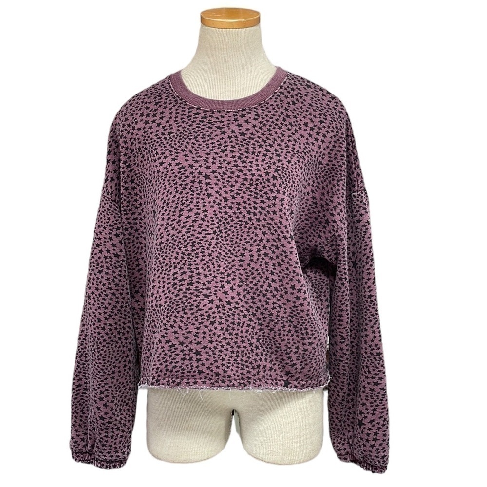 Z Supply Star Pajama Top Long Sleeve Purple Black Size Medium M